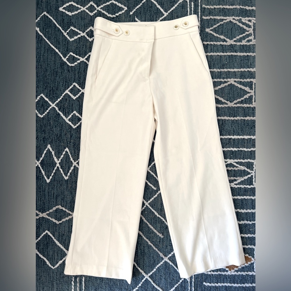 Veronica Beard Cream Cropped Trousers